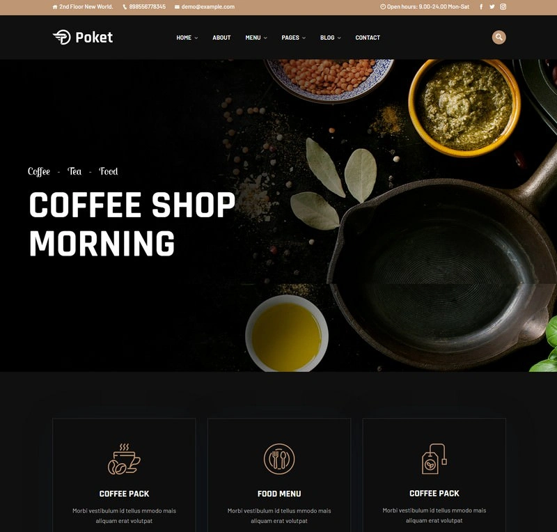 Poket – Restaurant Responsive Website Template